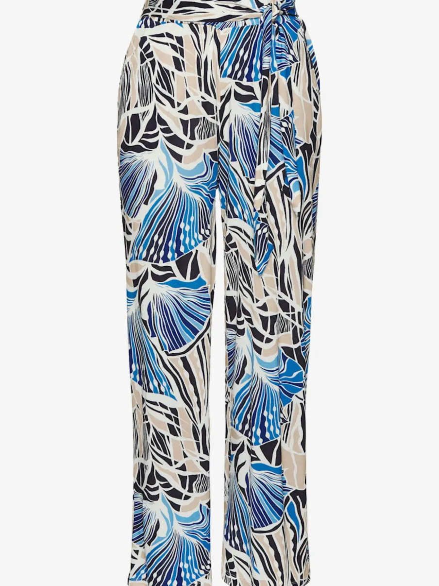 Pantalon à large ceinture élastique avec ceinture à nouer et imprimé floral
