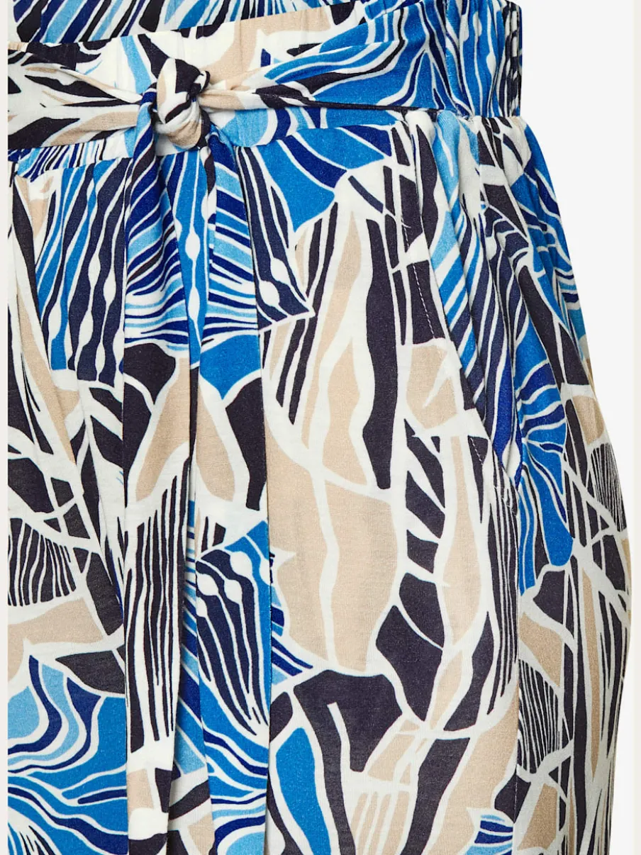 Pantalon à large ceinture élastique avec ceinture à nouer et imprimé floral