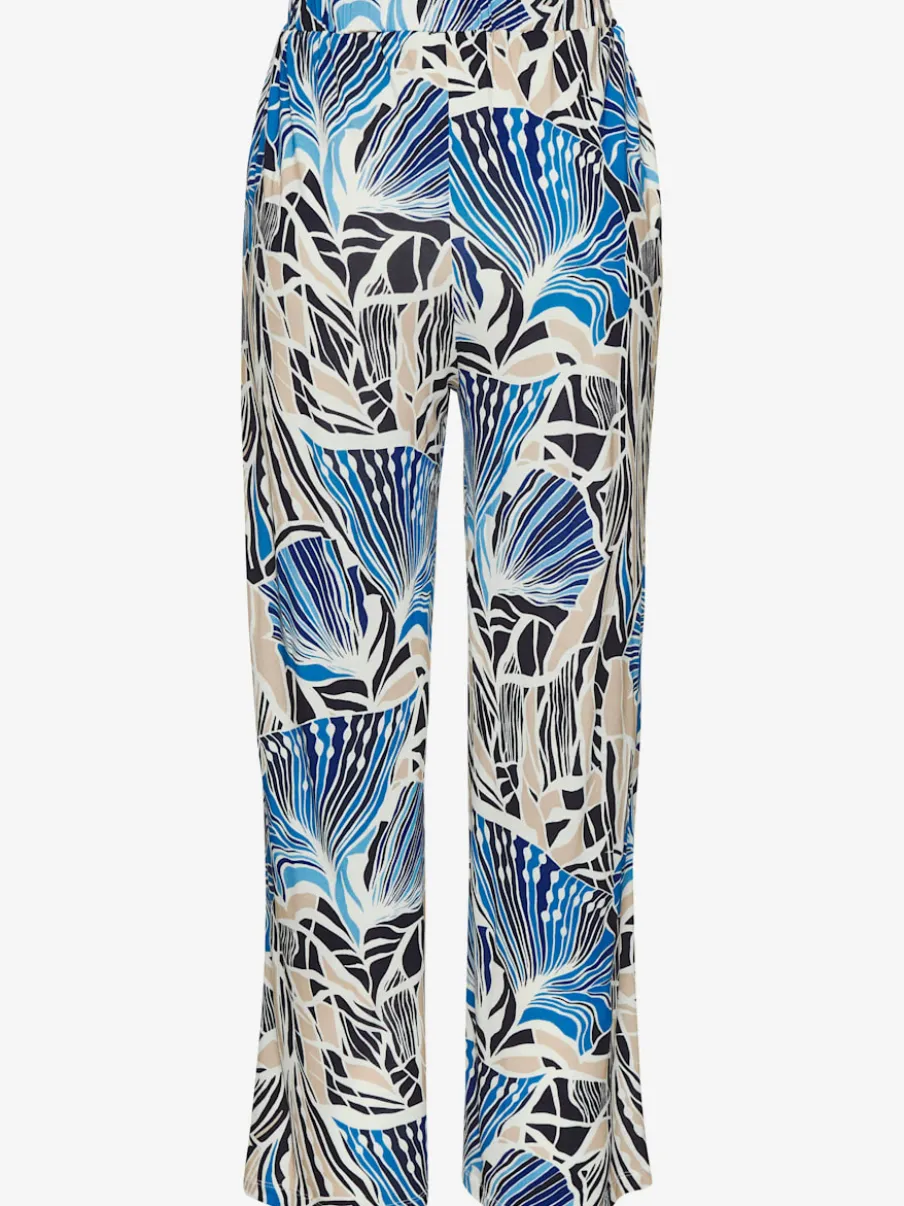 Pantalon à large ceinture élastique avec ceinture à nouer et imprimé floral