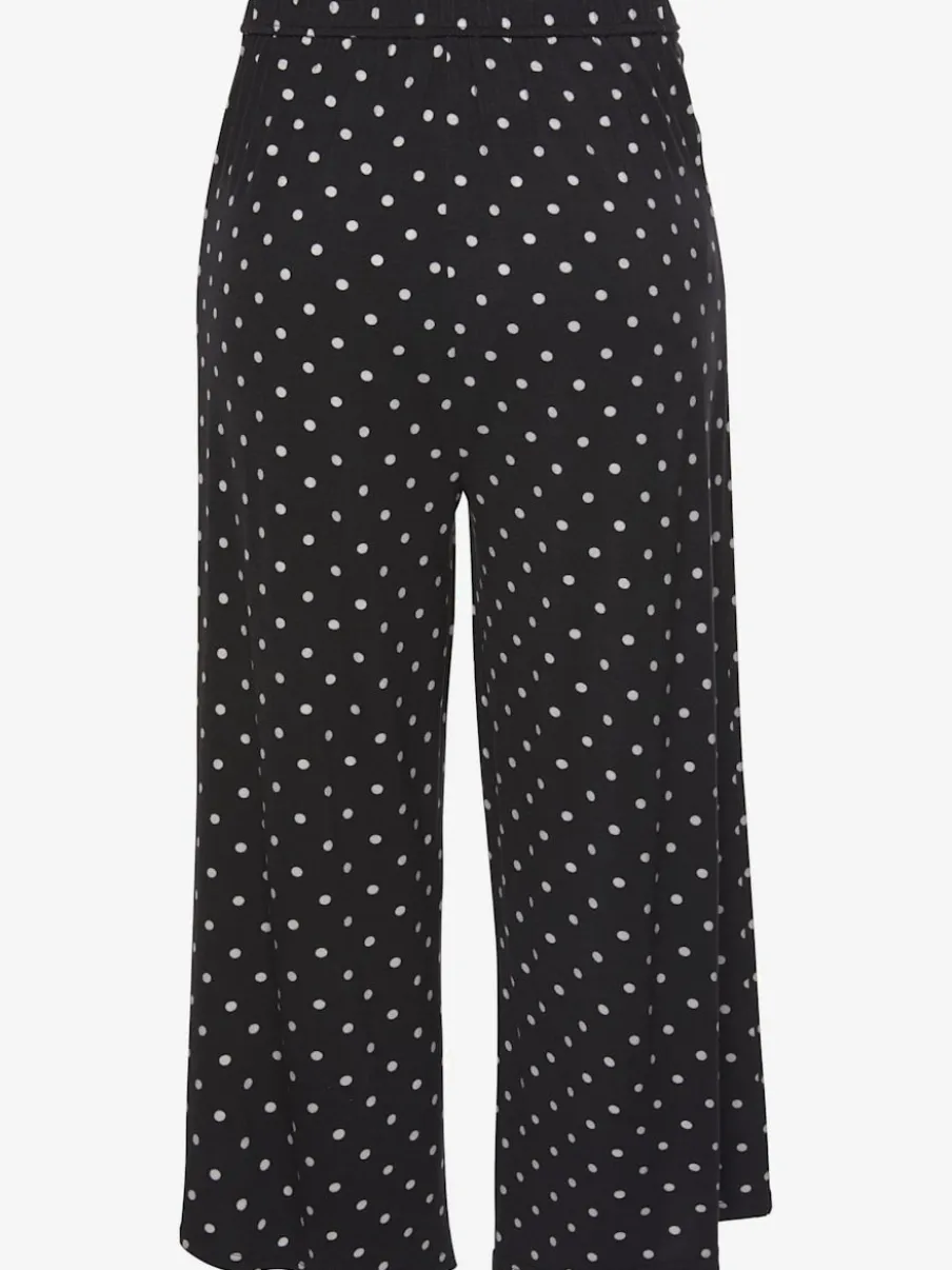 Pantalon large d'été 7/8 avec ceinture élastique et pois