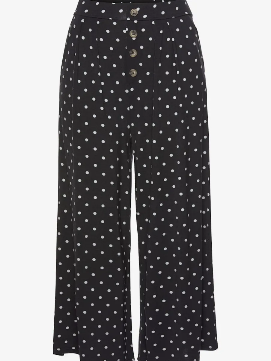Pantalon large d'été 7/8 avec ceinture élastique et pois