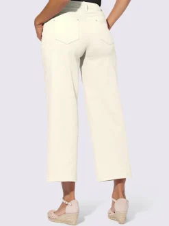 Pantalon large en denim avec cinq poches et ceinture gainante