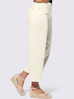 Pantalon large en denim avec cinq poches et ceinture gainante