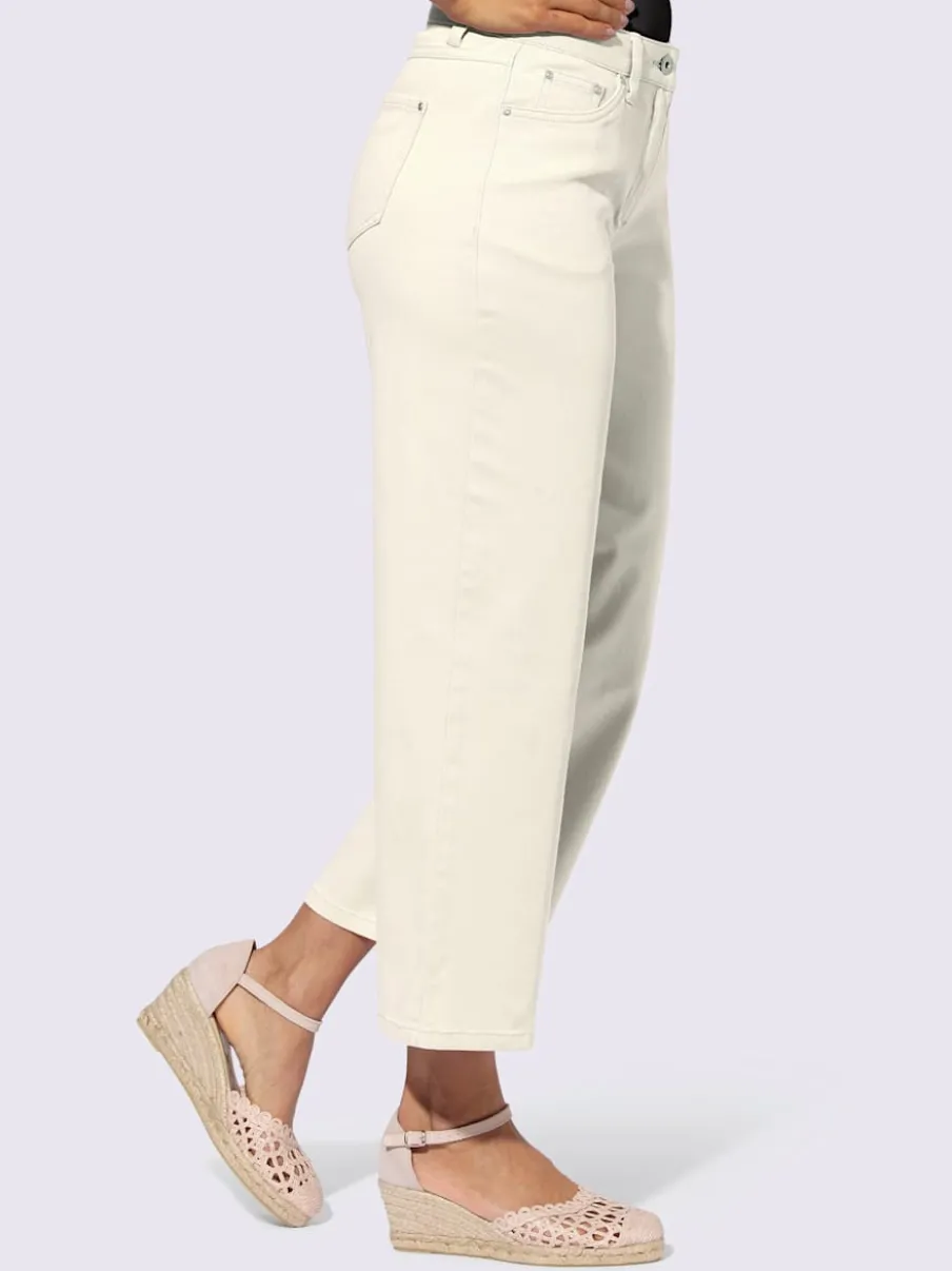 Pantalon large en denim avec cinq poches et ceinture gainante