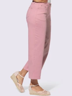 Pantalon large en denim avec cinq poches et ceinture gainante