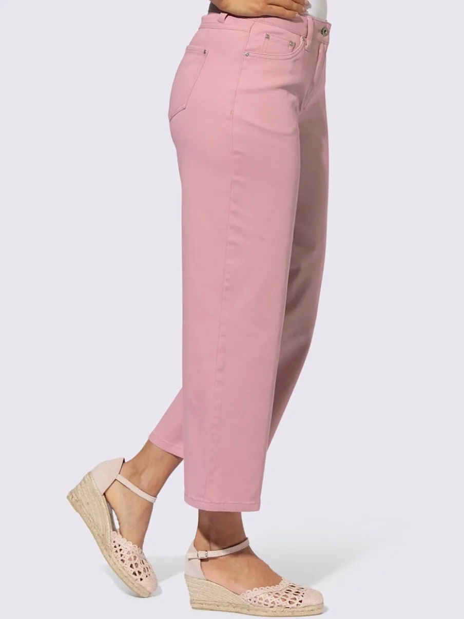 Pantalon large en denim avec cinq poches et ceinture gainante