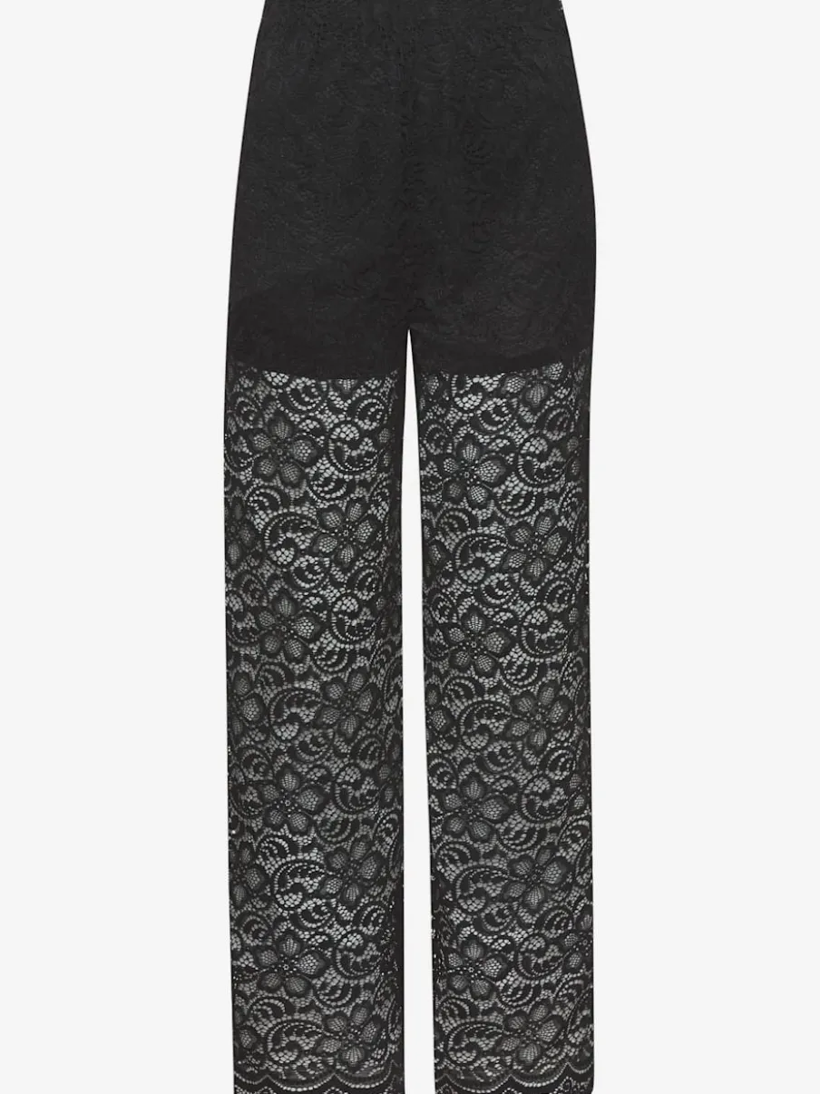 Pantalon large en dentelle avec ceinture élastique et jambes décontractées