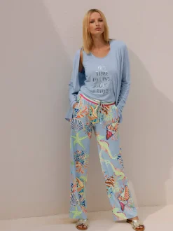 Pantalon large en jersey avec motif exclusif coloré