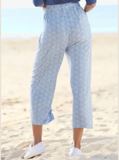 Pantalon large en jersey avec ceinture à nouer imprimée