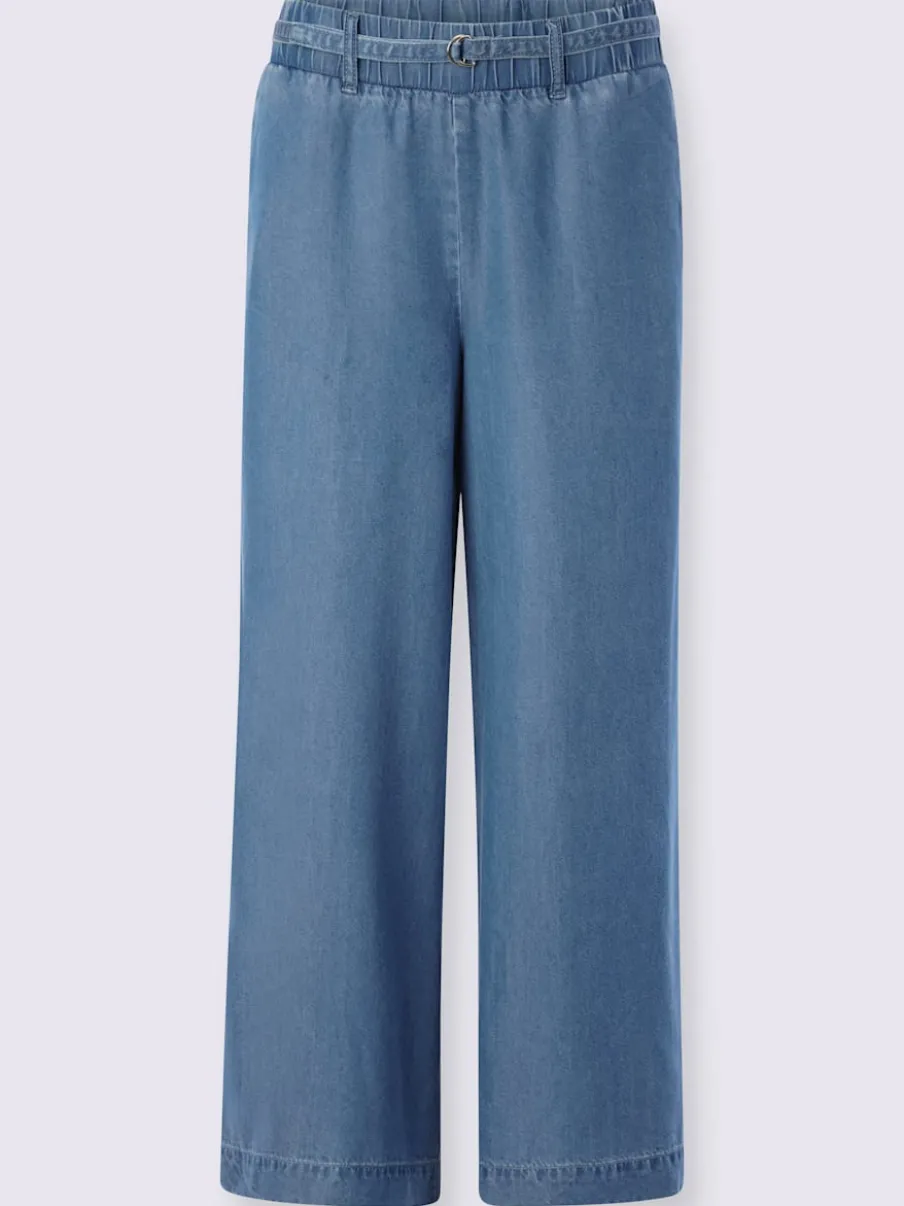 Pantalon large en lyocell à taille haute avec poches