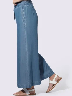Pantalon large en lyocell à taille haute avec poches
