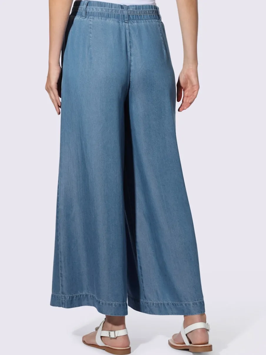 Pantalon large en lyocell à taille haute avec poches