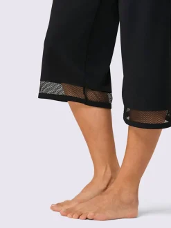 Pantalon large en modal avec empiècement en résille et poches
