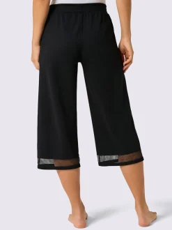Pantalon large en modal avec empiècement en résille et poches