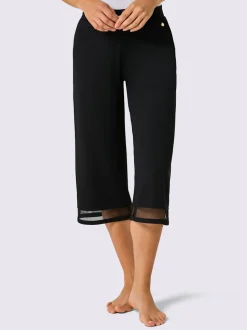 Pantalon large en modal avec empiècement en résille et poches