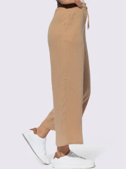 Pantalon large en mousseline avec taille haute et poches