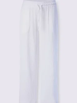 Pantalon large en mousseline avec taille haute et poches