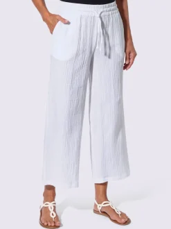 Pantalon large en mousseline avec taille haute et poches