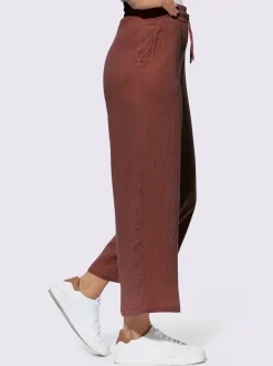 Pantalon large en mousseline avec taille haute et poches