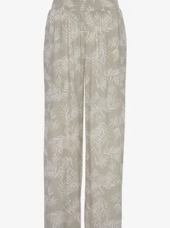 Pantalon large en viscose crêpée avec ceinture smockée et poches latérales