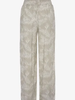 Pantalon large en viscose crêpée avec ceinture smockée et poches latérales