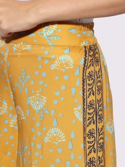 Pantalon large fluide imprimé coquillage à ceinture élastique