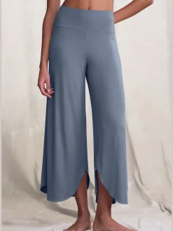 Pantalon large jupe-culotte doux avec ourlet arrondi