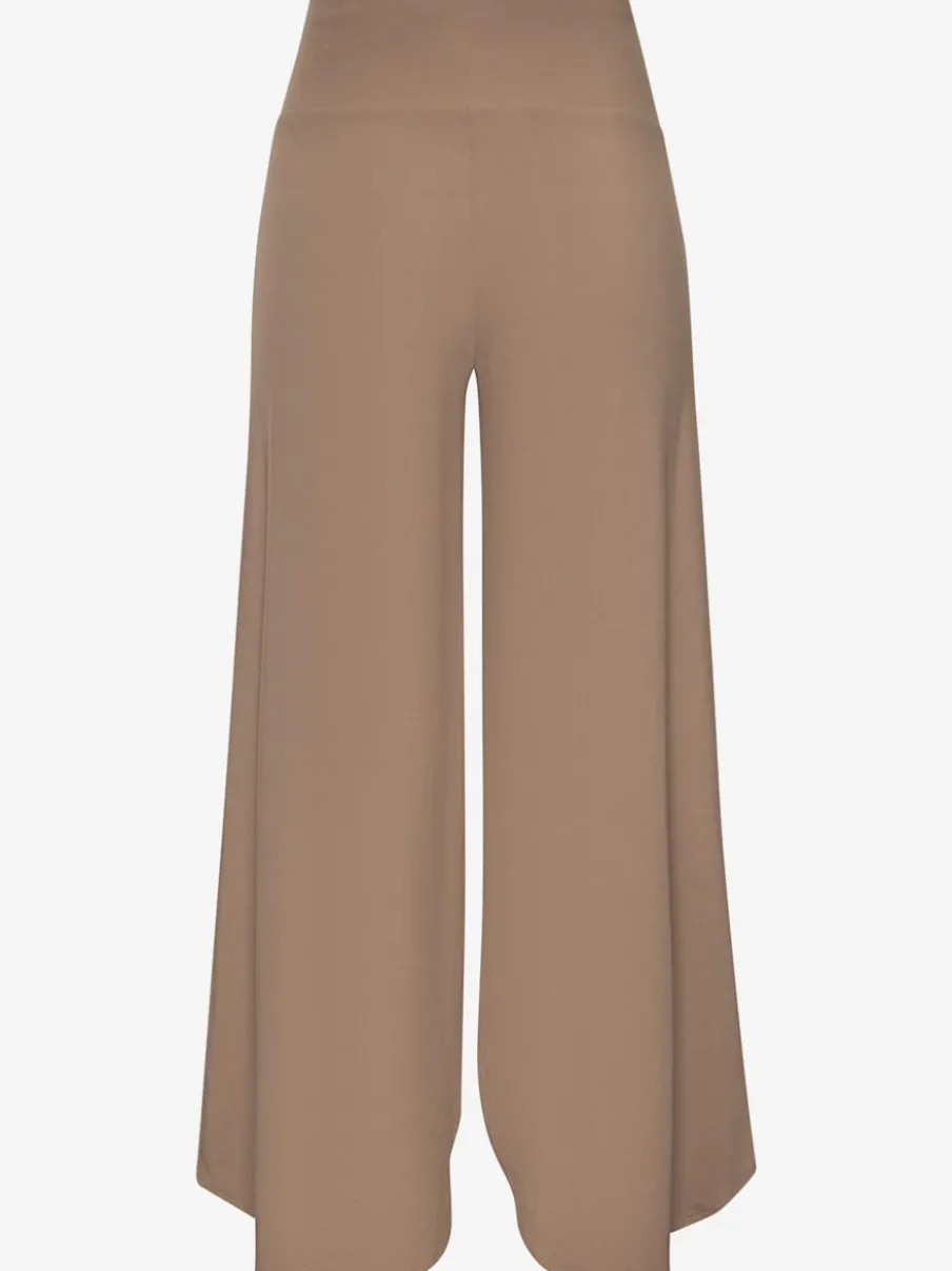 Pantalon large jupe-culotte doux avec ourlet arrondi