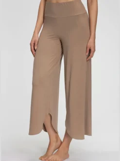 Pantalon large jupe-culotte doux avec ourlet arrondi