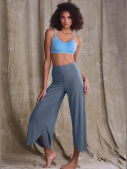 Pantalon large jupe-culotte doux avec ourlet arrondi