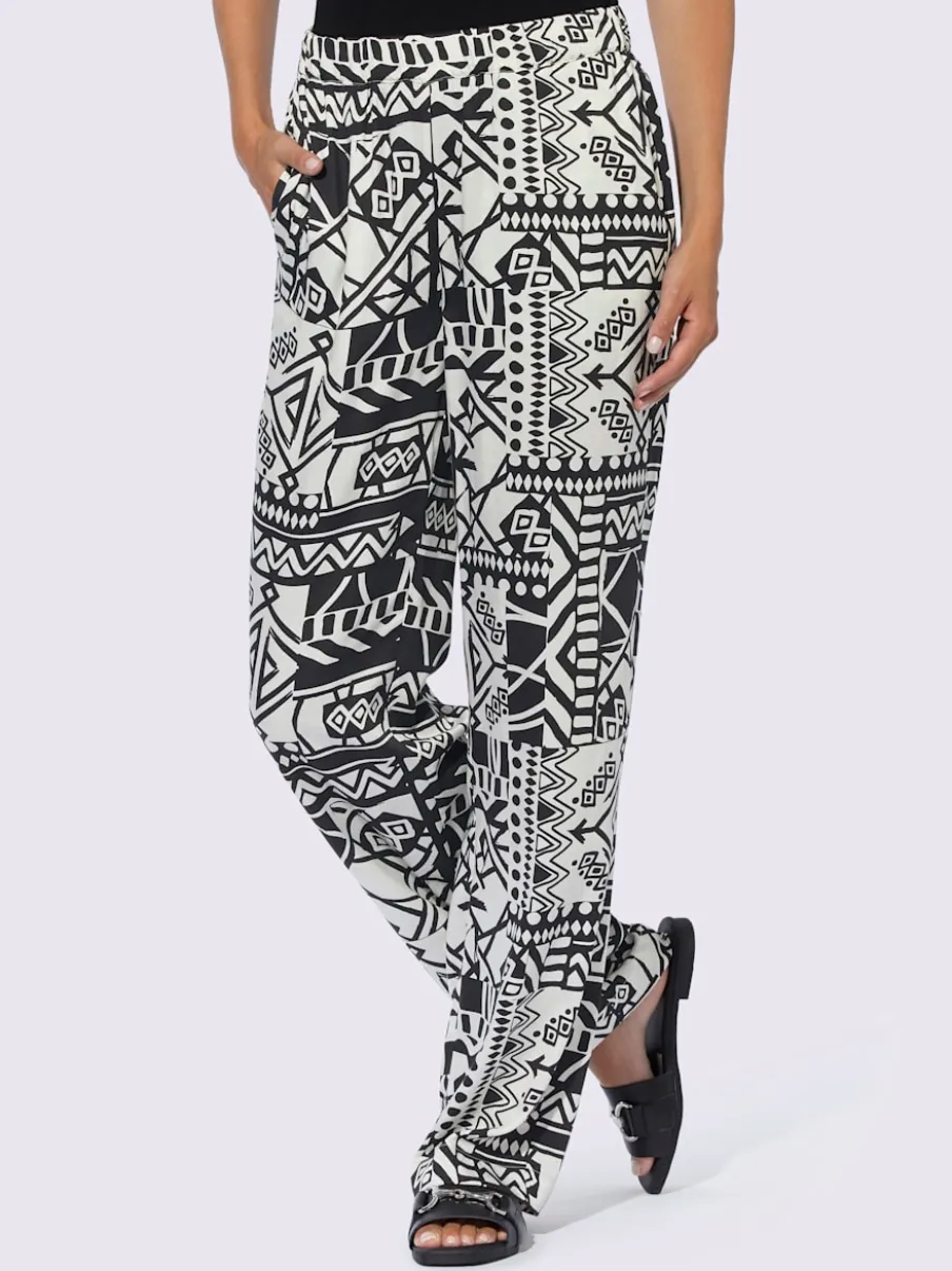 Pantalon large à motif graphique avec ceinture élastique