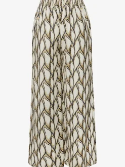 Pantalon large à motifs avec ceinture smockée et poches latérales