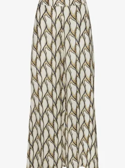 Pantalon large à motifs avec ceinture smockée et poches latérales