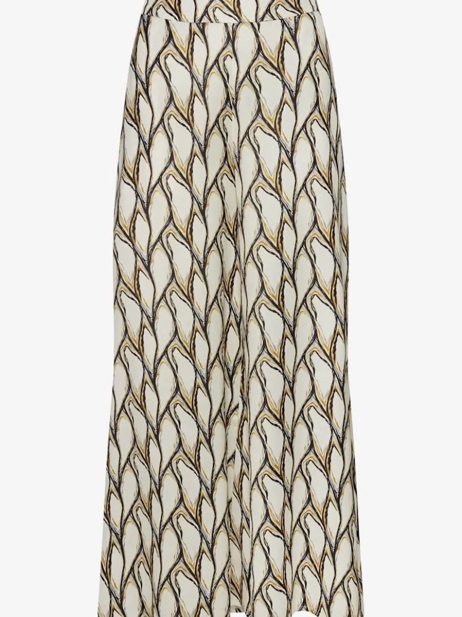 Pantalon large à motifs avec ceinture smockée et poches latérales