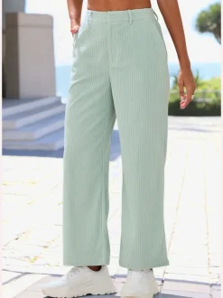 Pantalon large à rayures avec fermeture invisible devant