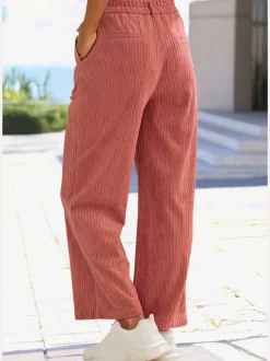 Pantalon large à rayures avec fermeture invisible devant