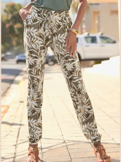 Pantalon léger avec poches et bas élastiqué imprimé