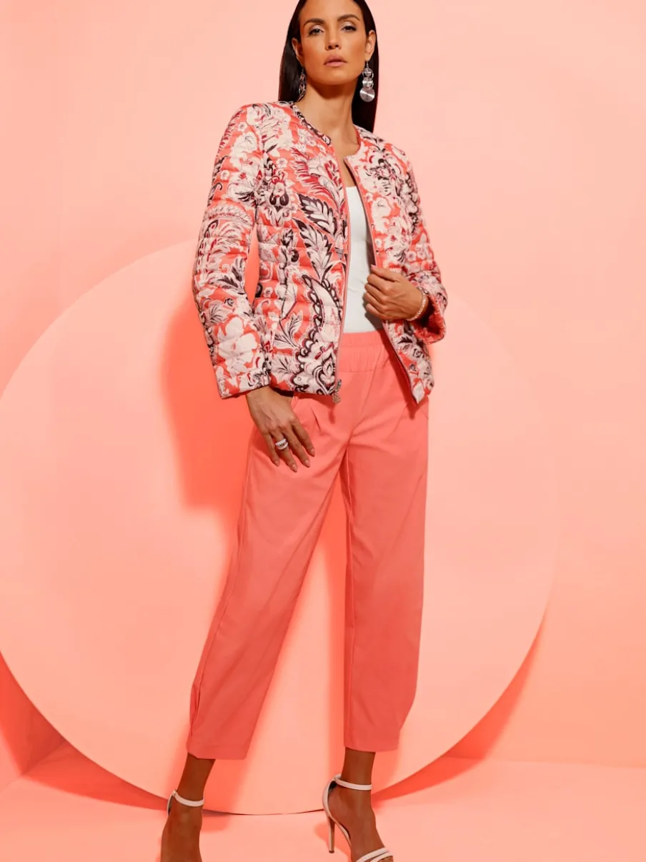 Pantalon 7/8 léger en bengaline avec ceinture élastique et plis