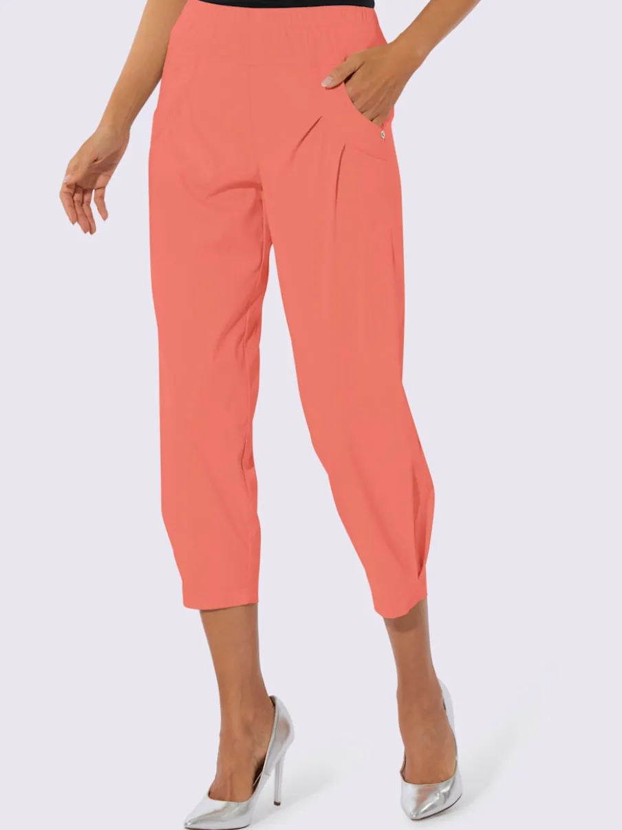 Pantalon 7/8 léger en bengaline avec ceinture élastique et plis