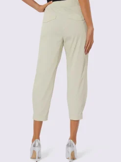 Pantalon 7/8 léger en bengaline avec ceinture élastique et plis