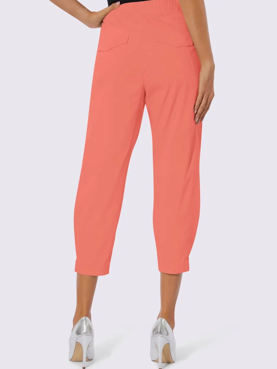 Pantalon 7/8 léger en bengaline avec ceinture élastique et plis