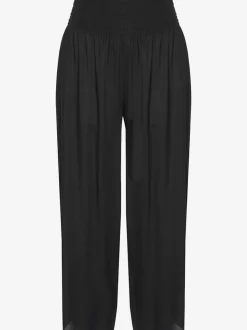 Pantalon léger à large ceinture avec fentes arrondies