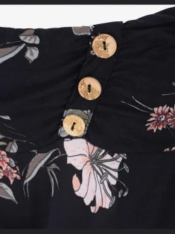 Pantalon léger à motif floral avec ceinture large et poches latérales