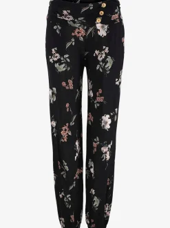 Pantalon léger à motif floral avec ceinture large et poches latérales