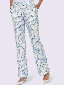 Pantalon légèrement évasé à motif floral avec poches