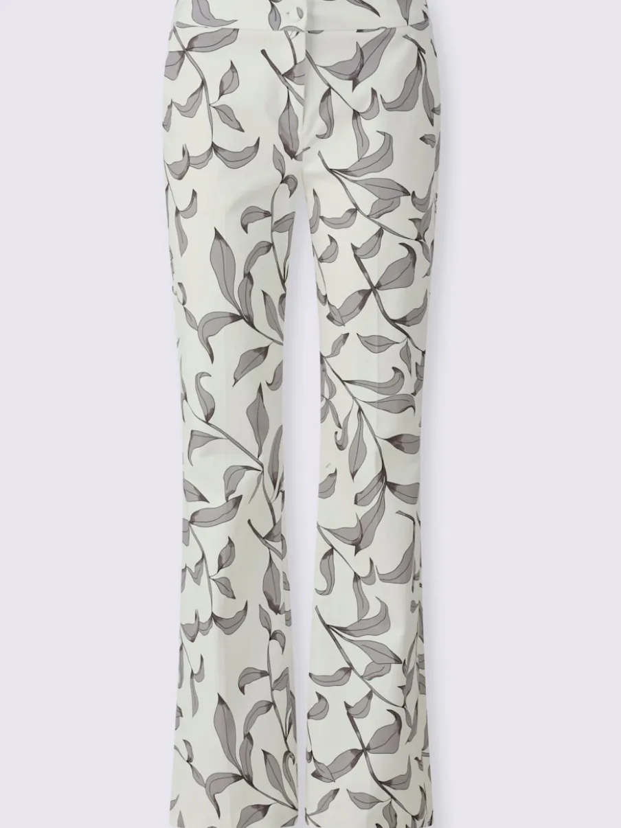 Pantalon légèrement évasé à motif floral avec poches