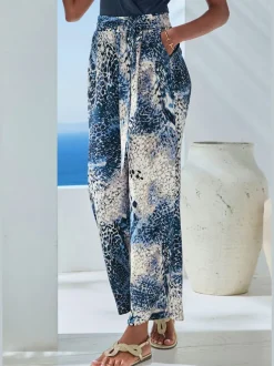 Pantalon à lien à nouer fixe avec large ceinture élastique et imprimé unique