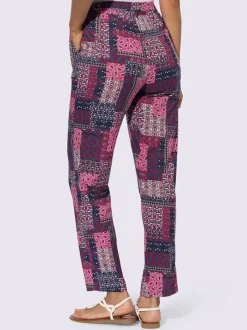 Pantalon longueur cheville à motif patchwork avec ceinture élastique