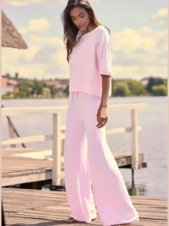 Pantalon lounge avec ceinture élastique et jambes larges