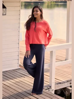 Pantalon lounge avec ceinture élastique et jambes larges